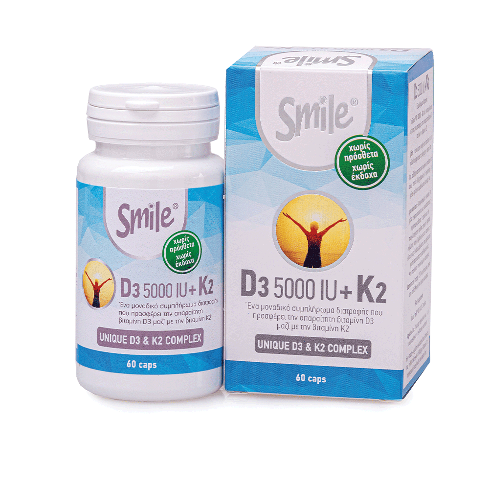 Smile D3 5000IU + K2 100μg 60 Caps